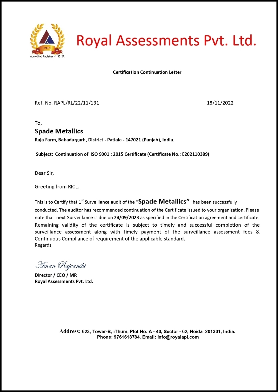 ISO certificate original document